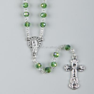 China Crystal Hot Sale Rosary Zinc Catholic Necklace Shining Pendant Crystal Gifts for sale