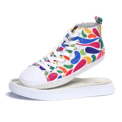 China Fashion Anti-odor Lace Up School Branded Sports Shoes Coloredful Hand Rubber Custom Printed Classic Canvas Shoes for sale