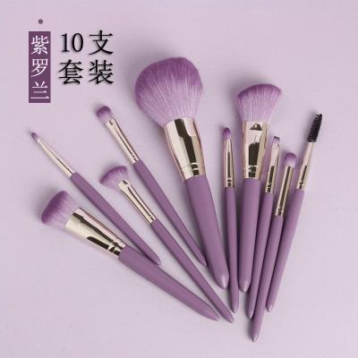 China Angular Blush Makeup Brush Set 10 PICS High Quality Green Hair Style Wooden Time for sale