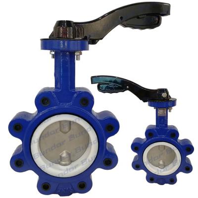 China High Performance Bundor Class 150 Ductile Iron PTFE Lined Hook Type 2 Inch -10 Inch Hook Type ANSI Butterfly Valve for sale