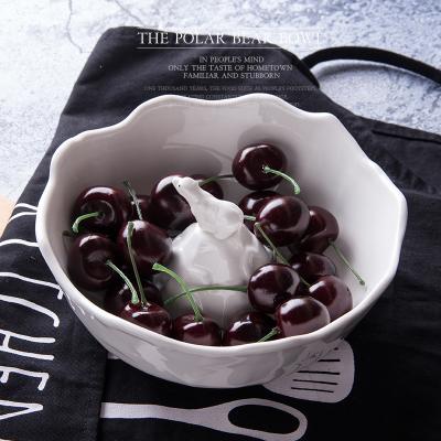 China Factory sales viable chinese home / restaurant / hotel polar bear style salad / white glazed ceramic fruit bowl for sale