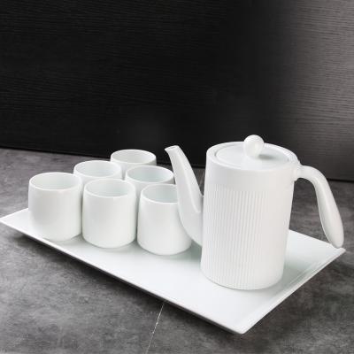 China China factory viable sales stocked high quality cheap white under glazed 1pot 6 cups ceramic gift tea sets for sale