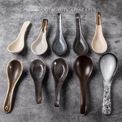 China Various Styles Disposable Factory Matte Glazed Ceramic Tableware Tools Wholesale Porcelain Spoon for sale