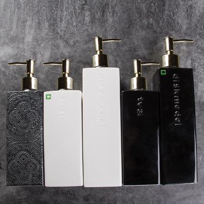 China Cheap stocked bathroom 550/420ml high quality home viable home tools porcelain washroom black/white/grey ceramic bottle for sale