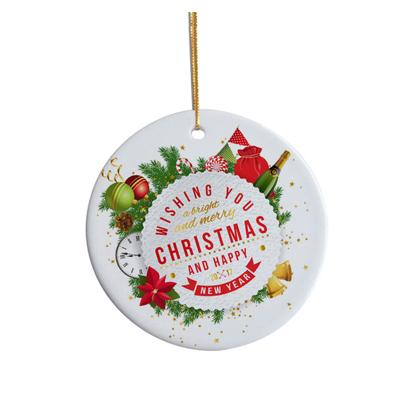 China Chirstmas Decor Wholesale Customizable Printed On Both Sides Ceramic Sublimation Blank Christmas Tree Decoration Ornaments for sale