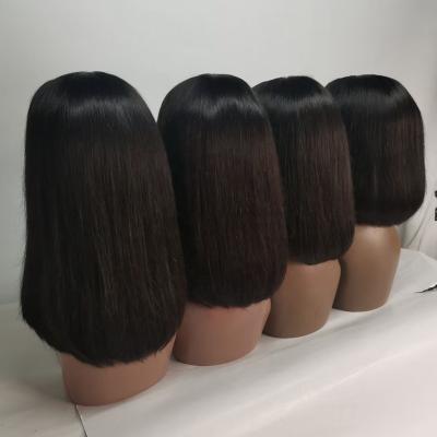 China Deep Wave 10 12 Color Women's Straight Bob Wholesale Transparent Short Lace Front Human Hair Wigs For 14 Inches for sale