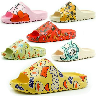 China Happyslides Designer Custom Yeezy Sandals Anti Slip Slides, Custom Logo Black Slides Sandal Men, Custom Printed Slippers Slides Shoes for sale