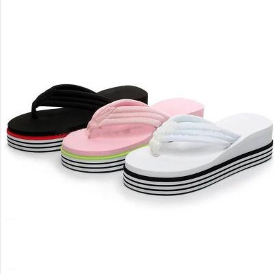 China Summer hot casual female high heel fashion trend sale beach sexy thick unique flip flops for women for sale