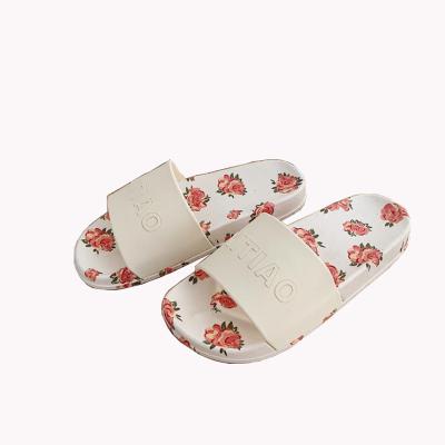 China Fashion Trend Women Clear Flip Flops High Floral Slides Arch Support Sandals PVC Flat Casual Slide Female Custom Slippers For Girl for sale