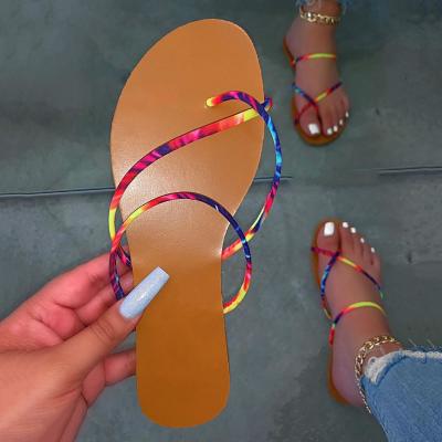 China Latest Fashion Trend New Design Ladies Fashion Beach Woman Shoes Flat Sandal Summer Diamond Slides Slipper For Ladies for sale