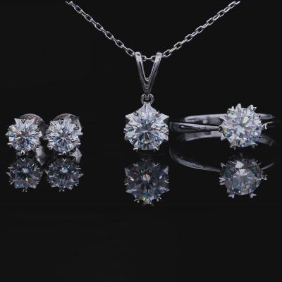 China TRENDY INS Style S925 Snowflake Silver Chain Platinum Plating Simple Moissanite Necklace Women Three Piece Pendant Set for sale