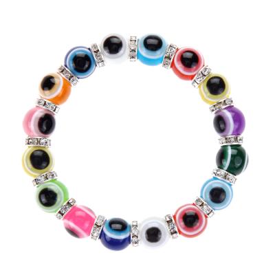 China FASHIONABLE Turkish Eye Bracelets Woman Jewelry Acrylic Religious Evil Colorful Bead Bracelet for sale