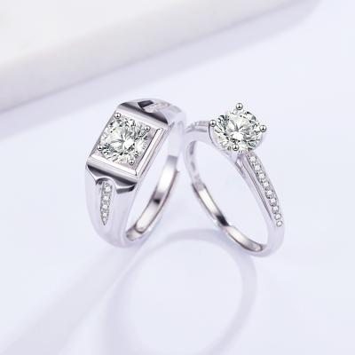 China Adjustable Classic Custom Diamond 925 Sterling Silver Wedding Couple Ring Factory Direct Hot Selling Engagement CLASSIC for sale