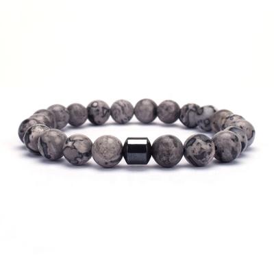 China Wholesale Hot Selling FASHIONABLE Custom 8mm Magnet Charm Beads Stretch Natural Stone Lava Bead Bracelet for sale