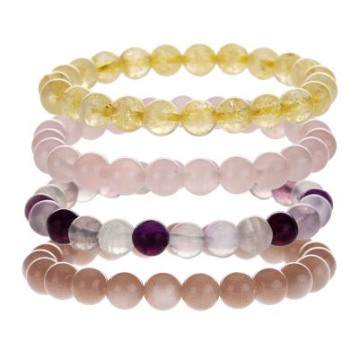 China Lava Stone Ocean Jasper Citrine Genuine TRENDY Rose Quartz Amazonite Birthstone Bracelet for sale