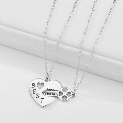 China Birthday Gift Best Friends Peach Heart Unfading Key Splicing High Quality Pendant Couples Necklace for sale