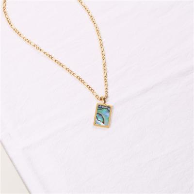 China Colorful White Shell Rectangle Pendant Stainless Necklace Women Fashion Jewelry Wholesale Lead Free Nickel Free for sale