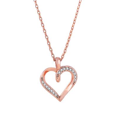 China FASHIONABLE Engagement Gift Jewelry 925 Sterling Silver Cz Diamond Heart Necklace for sale