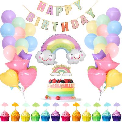 China Paper Newly Designed Themed Macaron Latex Balloon Rainbow Birthday Party Decoration for sale