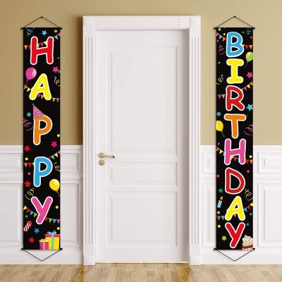 China Polyester Birthday Porch Banner Happy Birthday Door Banner Yard Sign Celebration Flag Party Decorations for sale