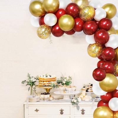 China 50 PCS Beauty Decorations Red And Gold Confetti Balloons For Wedding Bridal Shower Birthday Decoration Supplies for sale