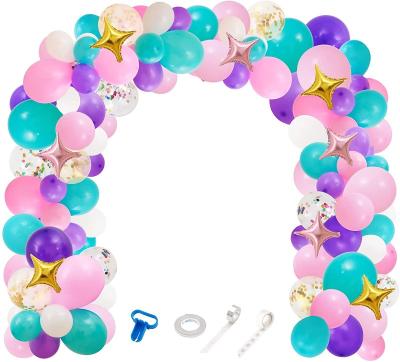 China Unicorn Balloons Arch Garland Decorations Aqua Blue Pink Gold Confetti Decoration Balloon Set Light Purple Arch Beauty Kit for sale