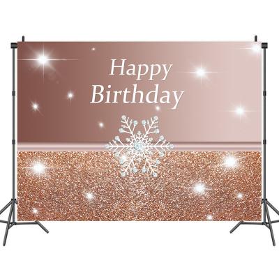 China Vinyl Rose Gold Birthday Backdrop for Women Girls Happy Birthday Party Photography Background Decoration for sale