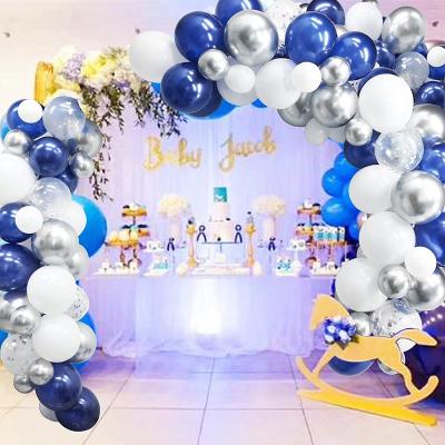 China Silver Arch Garland Beauty Decorations Navy Blue Balloon Kit for Graduation Baby Shower Wedding Birthday Party Decoration Supplies for sale