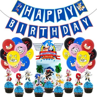 China Beauty Decorations Birthday Supplies Sonic Boy Birthday Party Decoration Cartoon Themed Birthday Supplies for sale