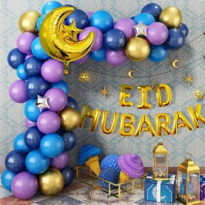 China Gold Metal Ramadan Mubarak Balloon Arch Garland Balloons Graduation Party Kit Foil Star Eid Mubarak Foil Balloons For Ramadan Mubarak Party Decor for sale