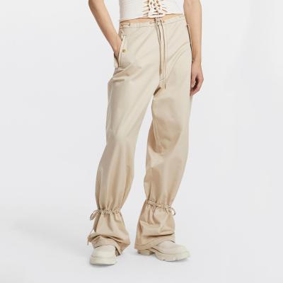 China High Quality Custom Logo Parachute Cargo Pants Elongated Unisex Eyelet Tie Anti-wrinkle Strapped Drawstring Ankle Chain Trousers for sale