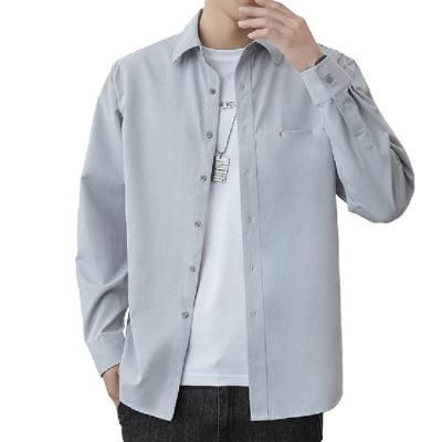 China Instock high quality anti-pilling men's regular spring and autumn shirt printing and embroidery 100%polyester long sleeve shirt for sale