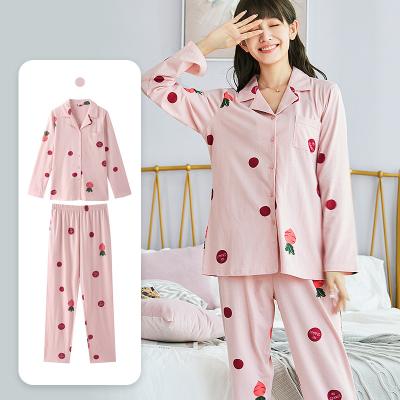 China 2021 High Quality Home Wear Long Sleeve Cartoon Print QUICK DRY Knit 2 Piece Women Fashion Pajama Set for sale