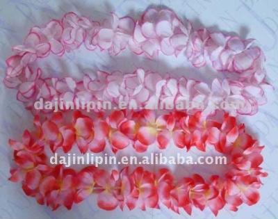 China leu hawaii flower roses, hawaiian flower garland, hawaiian chain DJ-014f for sale