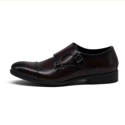 China Fashion Trend Men's Solid Color Stocking Toe Business Oxfords Headed Genuine Leather Flat Top For Men With Monk Strap for sale