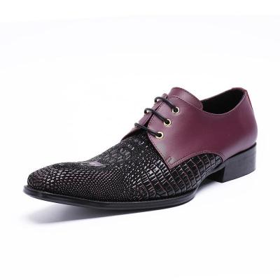 China Fashion Trend Men's Crocodile Two Tons Flat Business Genuine Leather Lace-up Print Oxfords For Men for sale