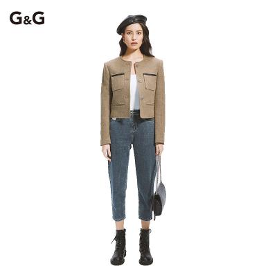 China Anti-wrinkle elegant lady in fashion high quality wholesale 100% WOOL coat trendy short JACKET for sale