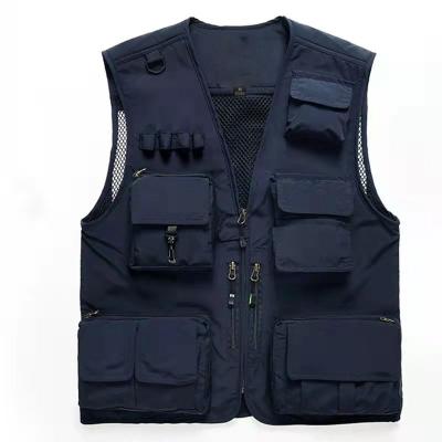 China Anti-Wrinkle Safety Workwear Vest With Mesh Pocket Men Fishing Vest With Mesh for sale