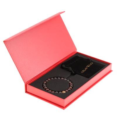 China Luxury Recycled China Materials Book Shape Necklace Jewelry Box Magnet Closure Box for sale