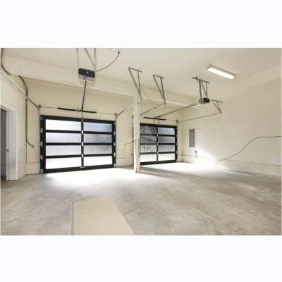 China Waterproof Automatic Garage Door Single Garage Door Glass Black Glass On Hot Sale for sale