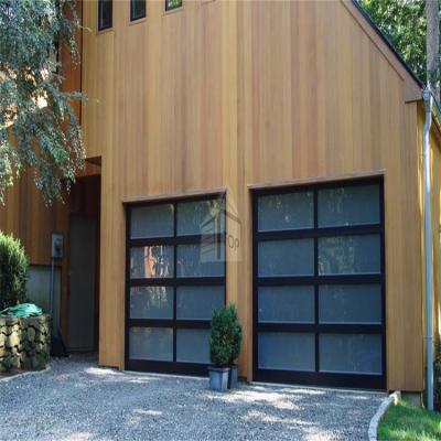 China Waterproof Modern Automatic Aluminum Garage Door Roller Decorated Design Garage Glass Door for sale