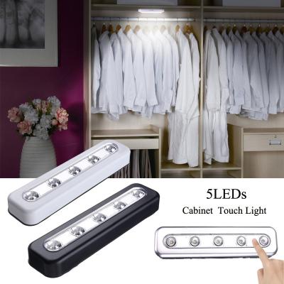 China Modern 5 LED Night Light Under Cabinet Push Touch Faucet Night Light Lamp Stick On Battery Power for sale