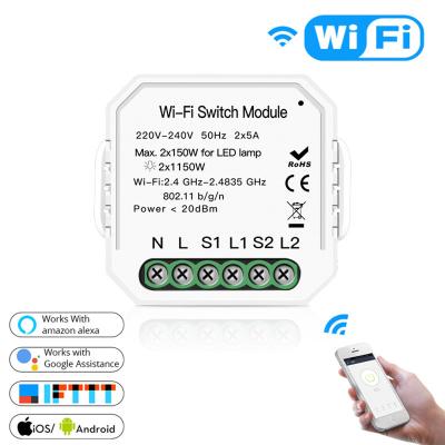 China 2 Band Smart Light 2 Way Wifi Switch Module 2 Way Wifi Dimmer Switch Module 2 Way Tuya Smart Relay Breaker Relay Breaker Module for sale