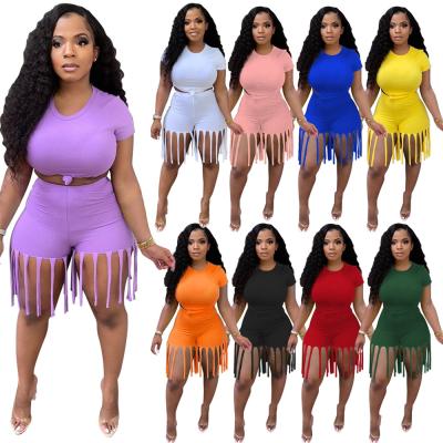 China Breathable S-5XL Hot Selling Plus Size Two Size Solid Color Short Women Clothing 2021 2 Piece Pants Set for sale