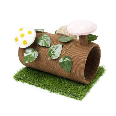 China 2021 Viable Latest Wholesale Hot Sale Pet Cat Plant Tree Cat Scratcher Tunnel Tree Hole Form Cat House Tunnel Wooden for sale