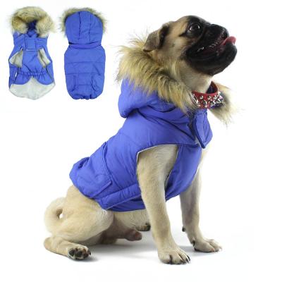 China New stocked warm fall and winter dog clothes pet double red fleece pocket cotton vest hooded soft warm winter pet clothes for sale