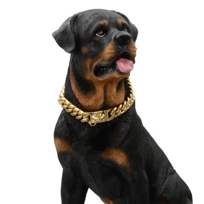 China Manufacturer Supply Top Sustainable Fashion 14 Mm Stainless Steel Dog Cuban Chain Gold Pet Dog Collar And Silver Dog Chain for sale