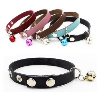 China Viable Engraving And Cut Out Letters Cat Bell Adjustable Custom Pet Supplies Pure Leather Dog Collar Dog Collar Leash for sale