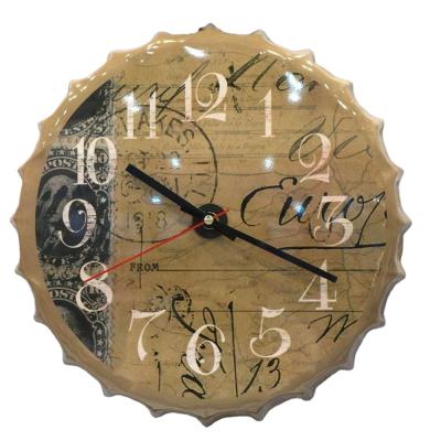 China Europe Vintage Decorative Hanging On The Wall Custom Tin Sign Clock for sale