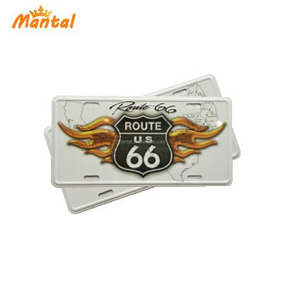 China Route 66 Decorative Anti-UV Custom License Embossed License Plate 30*15cm for sale